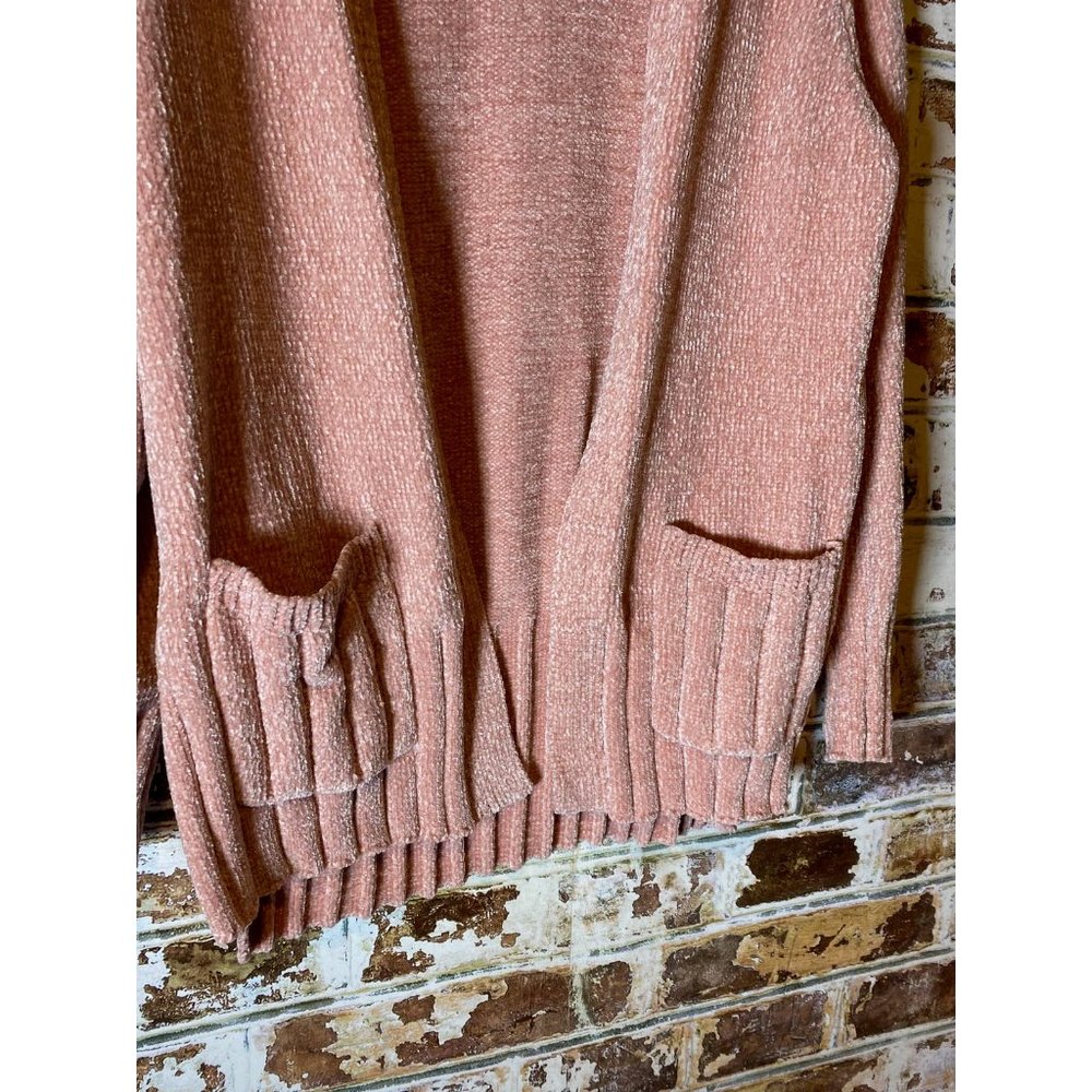 7 For All Mankind Seven Soft Teddy Chenille Open Cardigan Pale Mauve - Picture 5 of 12